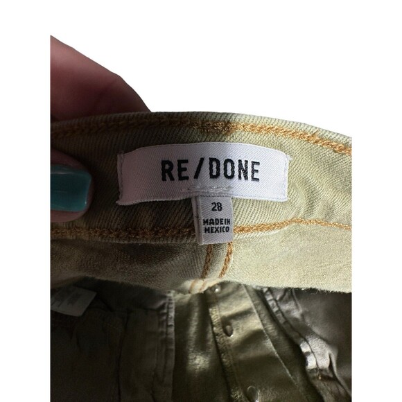 Re/Done‎ Size 28 70s Ultra High Rise Stove Pipe Jeans Washed Sage Green #V11-1 - Picture 5 of 14
